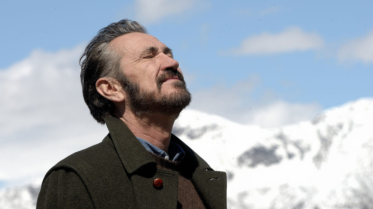 Rocco Schiavone played by Marco Giallini in the mountains of Aosta