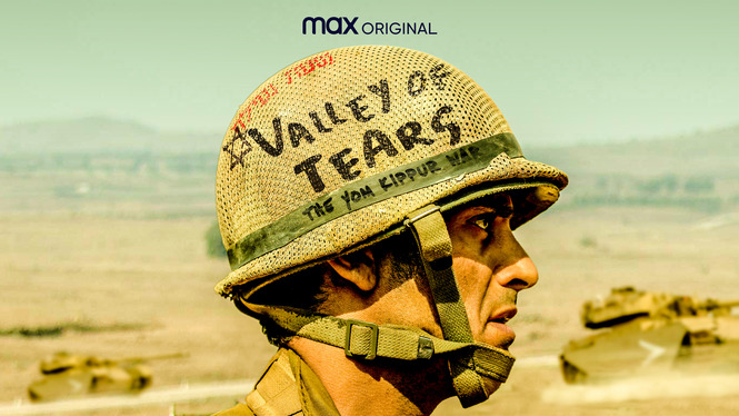 Valley of Tears HBOMax promo shot of a soldier in a helmet in the desert.