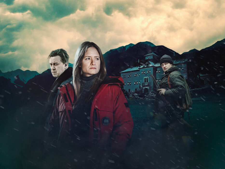 Pagan peak season 2 promo image with Nicholas Ofczarek as Gedeon Winter and Julia Jentsch as Ellie Stocker